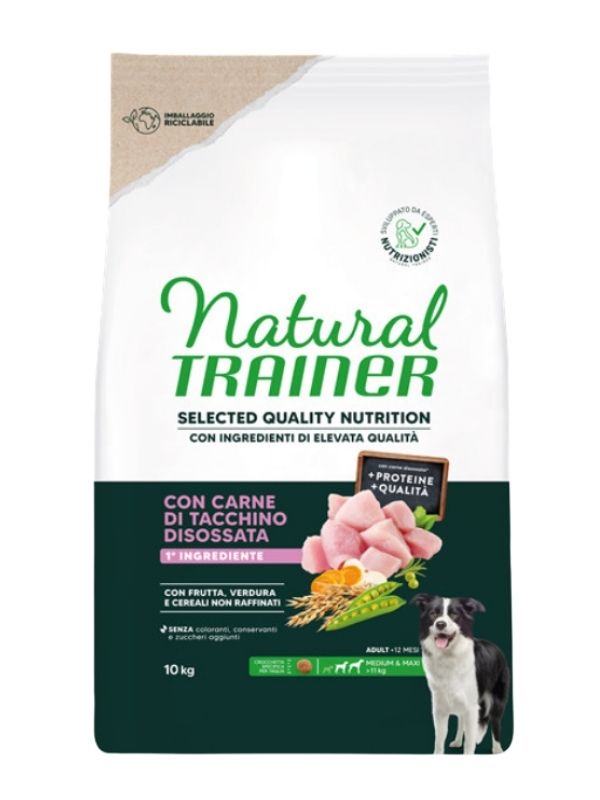 NATURAL TRAINER Selected Quality Nutrition Cane Adult (+12 Mesi) Carne Di Tacchino Disossata 2.5Kg