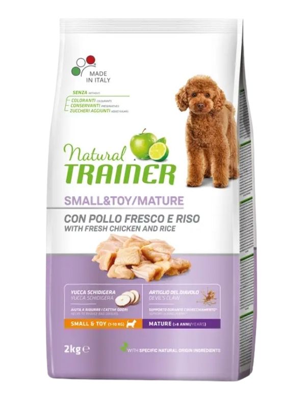 NATURAL TRAINER Small E Toy Cane Mature (+8 Anni) Pollo Fresco E Riso 2Kg