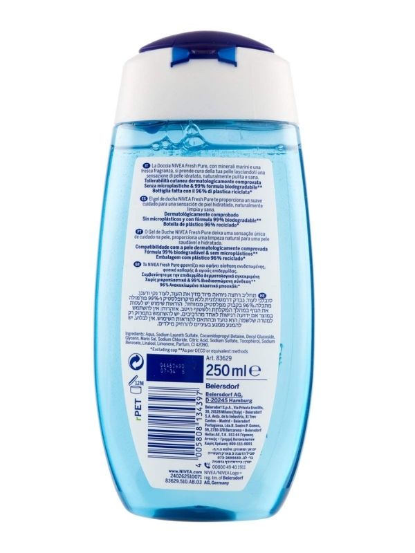 NIVEA Gel Doccia Fresh Pure Minerali Mare 250Ml