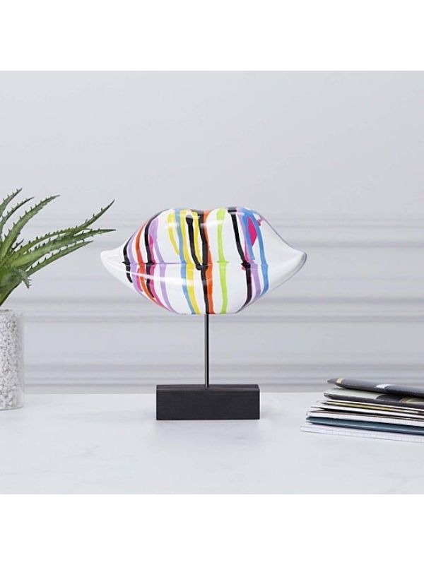 Dekoratives Objekt Weißer Mund Mit Farben 20Cm