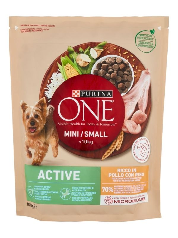 PURINA ONE Mini/Small Active Croccantini Pollo E Riso 800G