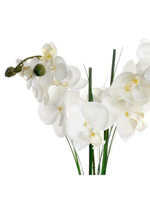 Pianta Artificiale Déco Orchidea Con Vaso In Ceramica Nero 53Cm
