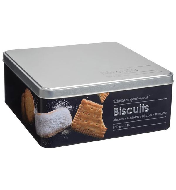 Organisateur De Cuisine En Métal Ligne Noire Biscuits 20X20X8.2Cm