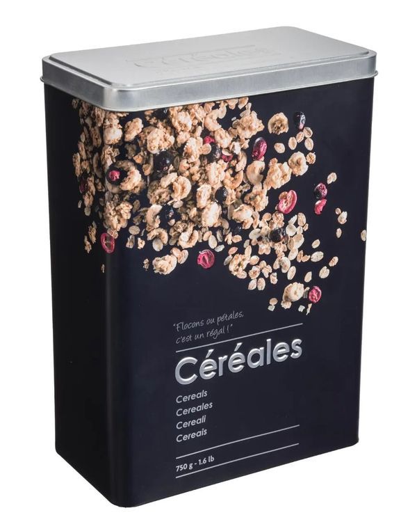 Organizer Cucina In Metallo Linea Nera Cereali 18X10X24.5Cm