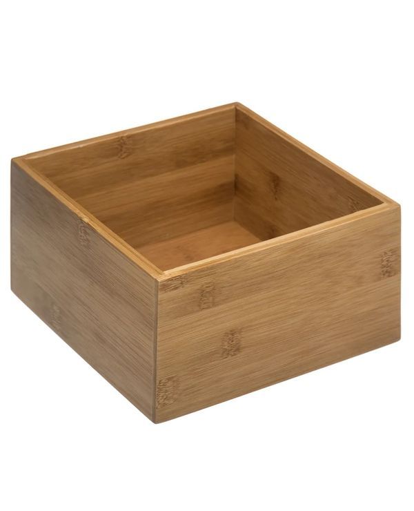 Organisateur De Rangement Carré En Bambou 18X18X9.5Cm