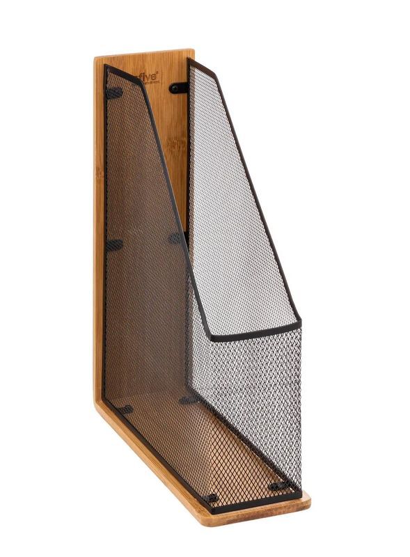 Porte-Documents De Bureau Havi En Métal Noir Et Bambou 33X27X9Cm