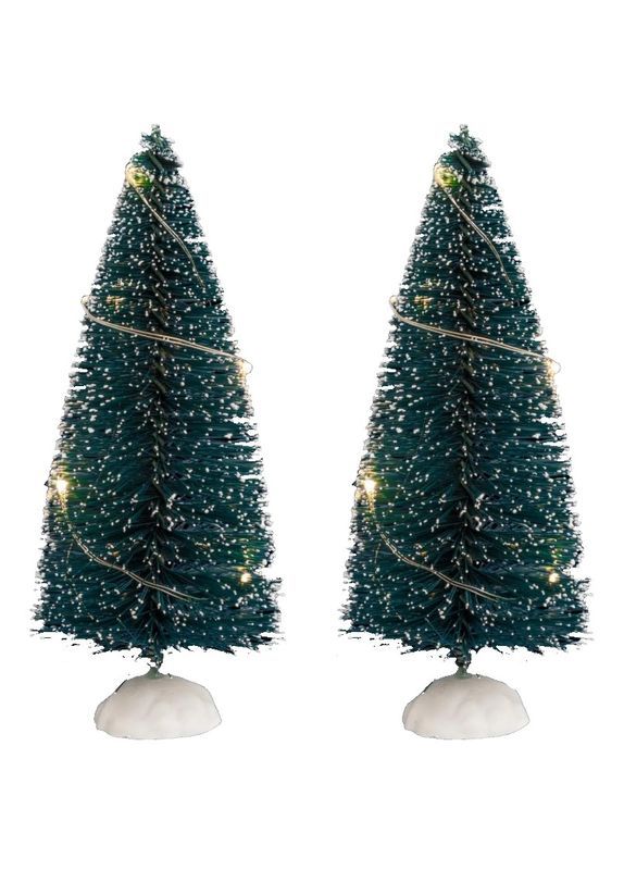 Accessorio Per Villaggio Di Natale 2 Alberi Con Luci 6,5X15Cm