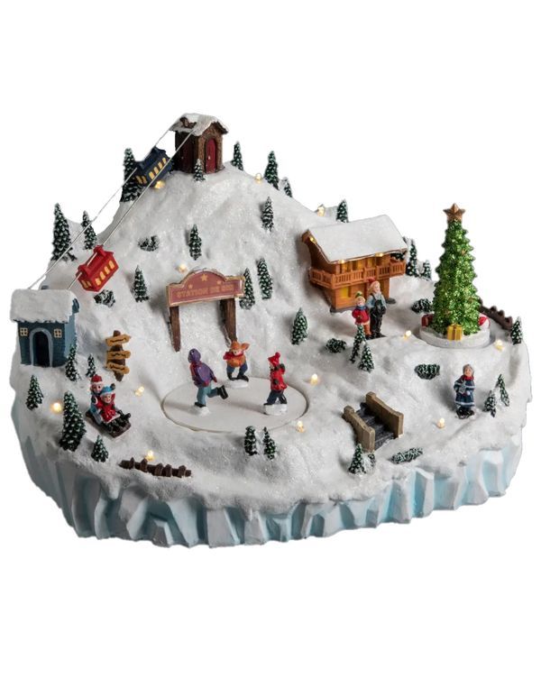 Village De Noël Lumineux Piste De Ski