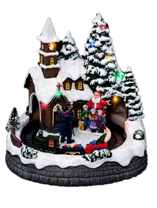Weihnachtsdorf Kirche Mit Led-Lichtern 20X19Cm
