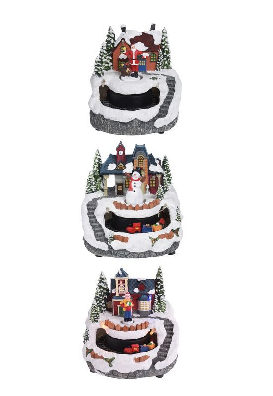 Village De Noël En Mouvement Avec Des Lumières Led - Assorties