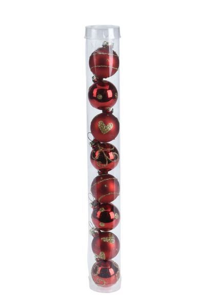 Pallina Natalizia In Vetro Rosso 8 Pezzi 3Cm 