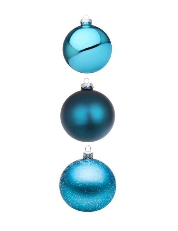 20 Palline Di Natale 8Cm - Celeste