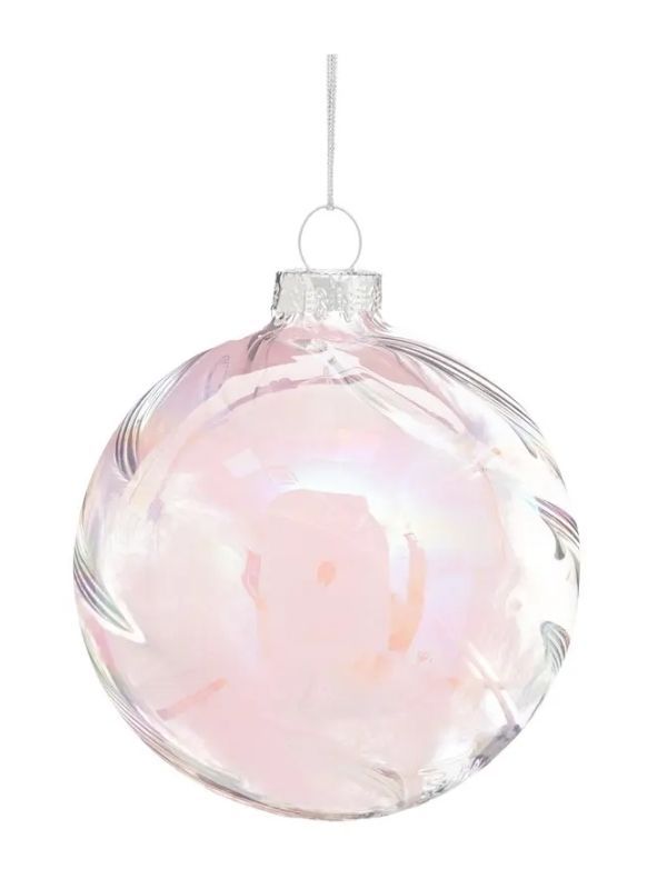 Weihnachts-Glaskugel Rosa Federn 10Cm