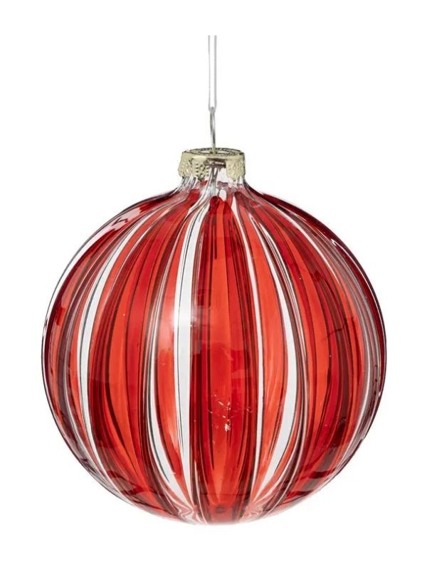 Weihnachts-Glaskugel Rot Gestreift 8Cm