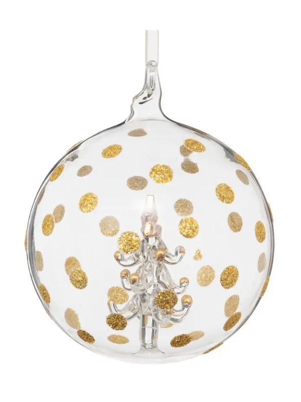 Boule De Noël En Verre Enchanté Avec Arbre De Noël 8Cm