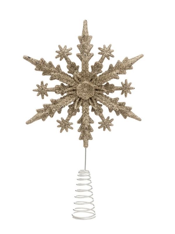 Puntale Per Albero Di Natale Fiocco Di Neve Dorato 22Cm