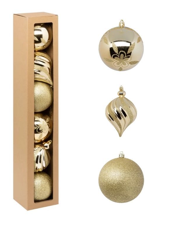 Décorations De L'Arbre De Noël Or 6 Pièces 10Cm