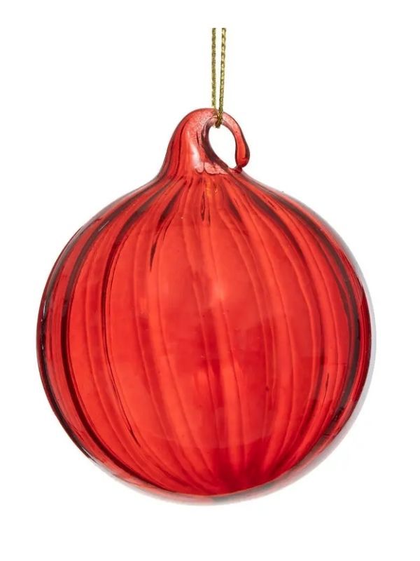 Weihnachts-Glaskugel Rot Gestreift 8Cm