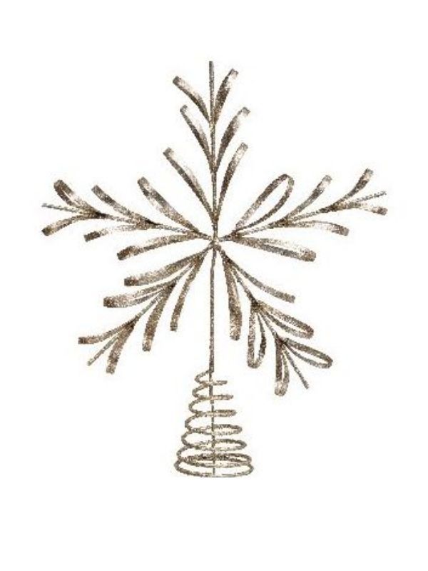 Puntale Per Albero Di Natale Fiocco Di Neve Dorato 31Cm