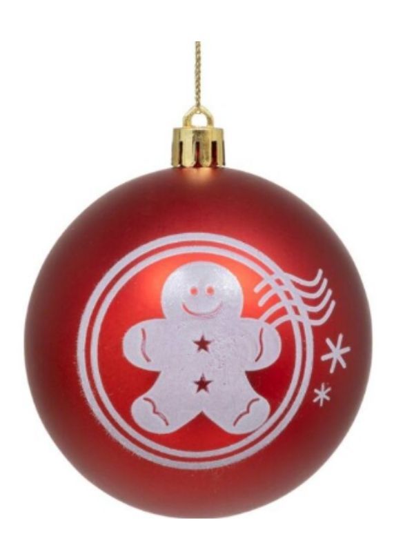 Weihnachtskugel Rot Mit Lebkuchenmann 8Cm