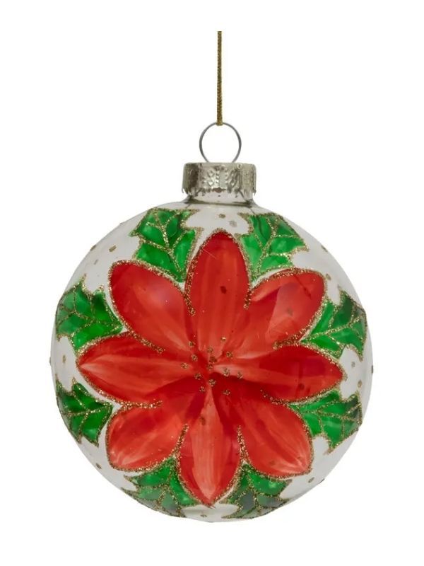 Pallina Di Natale In Vetro Stella Di Natale Rossa 8Cm