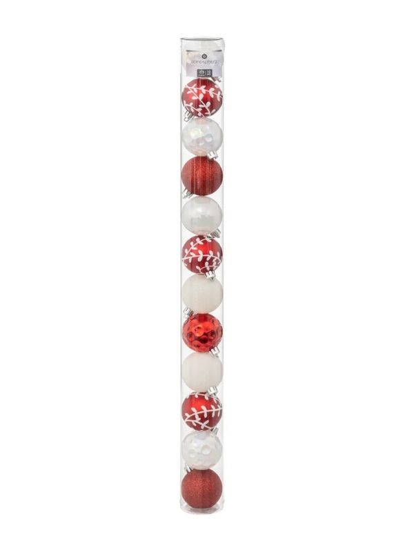 Palline Di Natale Rosso E Bianco 12 Pezzi 6Cm
