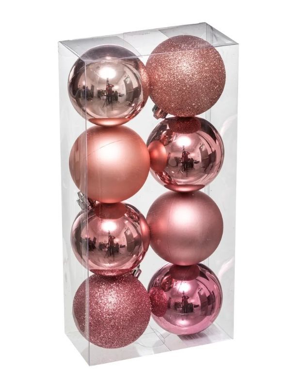 Palline Di Natale Rosa 8 Pezzi 7Cm