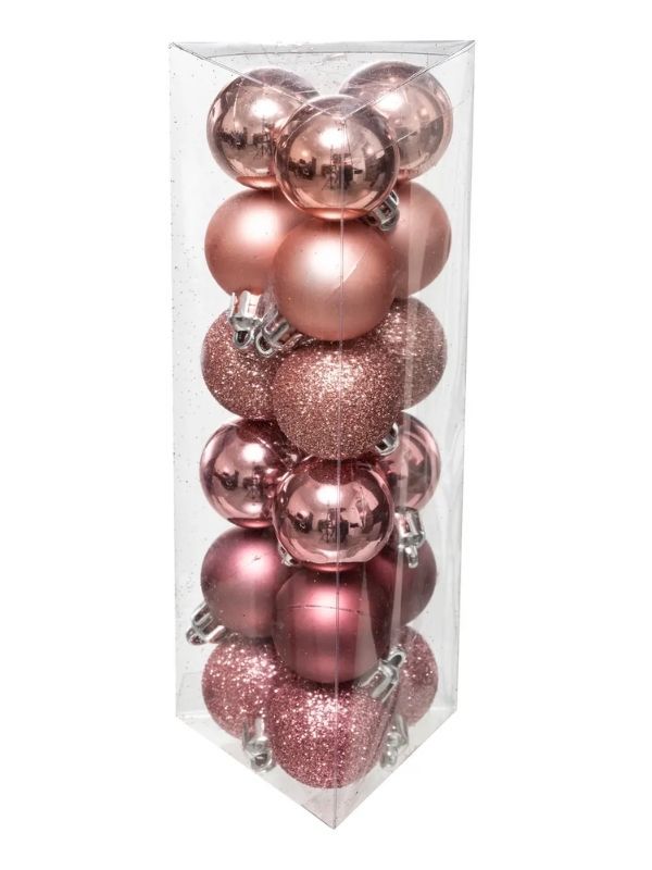 Palline Di Natale Rosa 18 Pezzi 3Cm