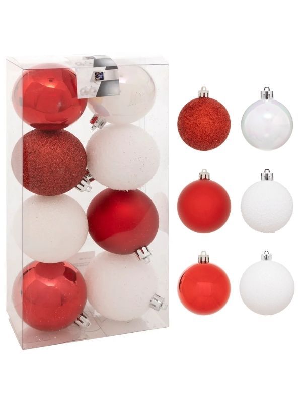 Weihnachtskugeln Weiß Und Rot 8 Stücke 7Cm