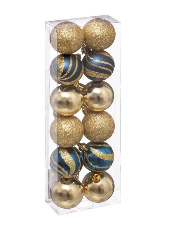 Weihnachtskugeln Blau Und Gold 12 Stücke 4Cm