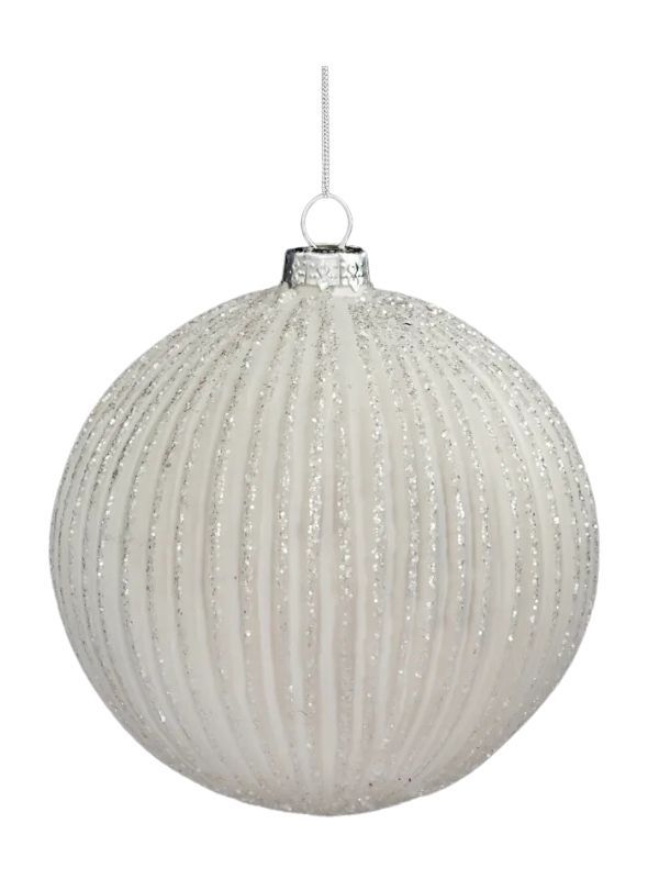 Weihnachts-Glaskugel Weißer Glitter 10Cm