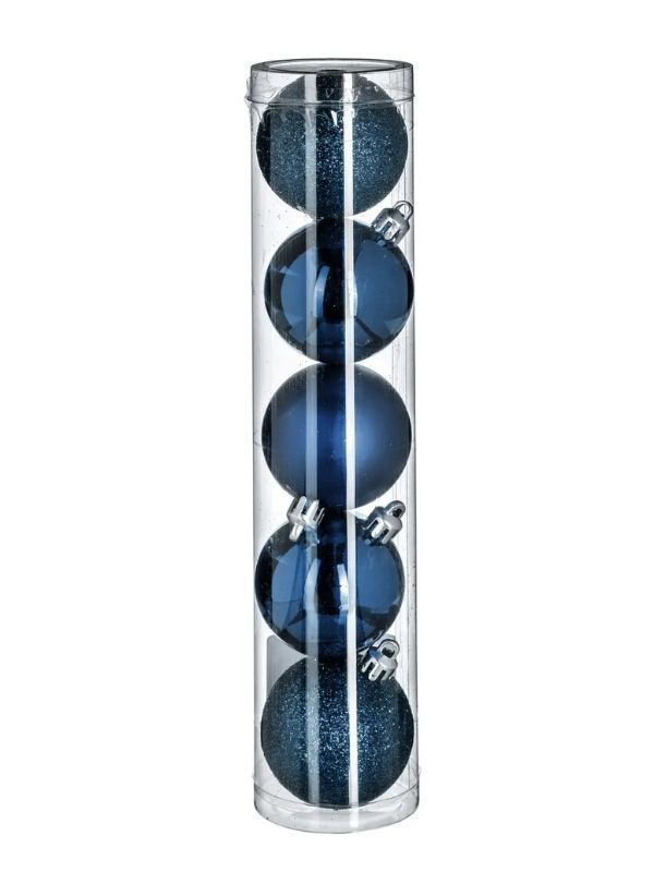 Palline Di Natale Blu Mezzanotte 5 Pezzi 5Cm