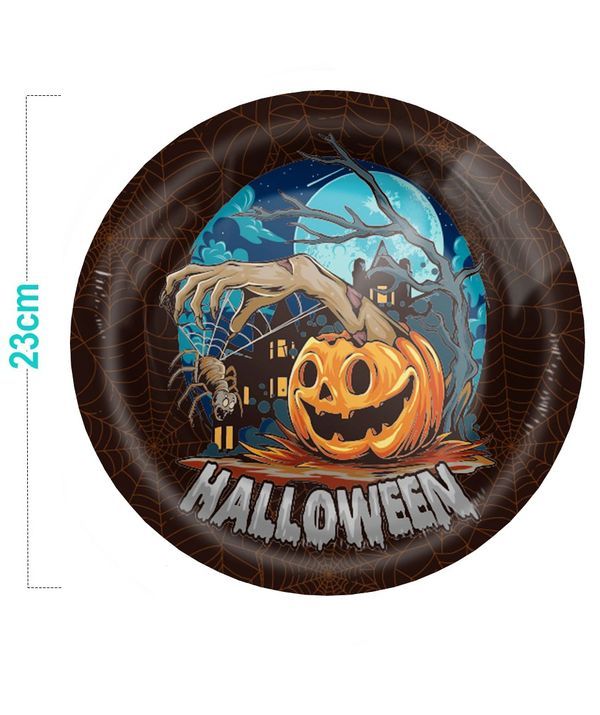 Articolo Halloween Da Tavola Piatti Zucca 23Cm 6 Pezzi 