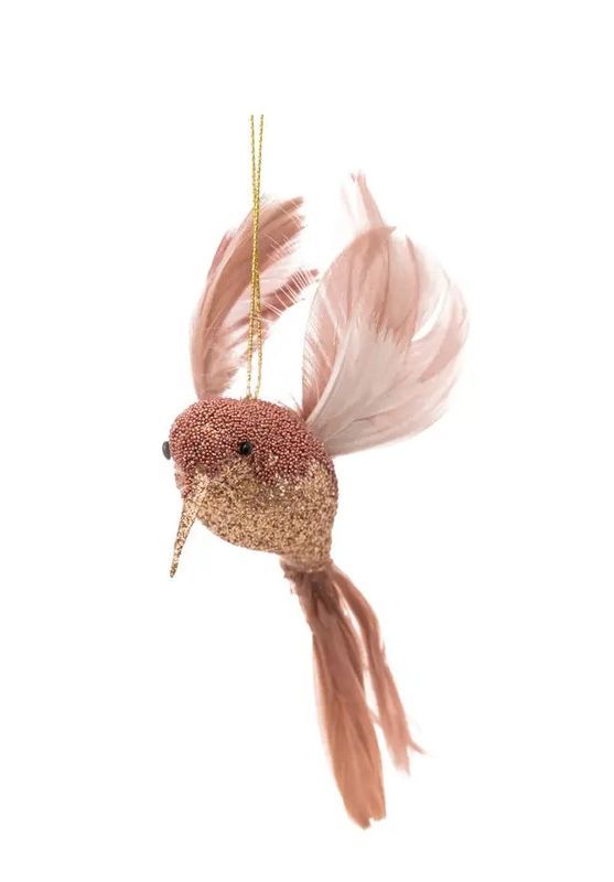 Uccellino Natalizio Rosa Da Appendere 12Cm