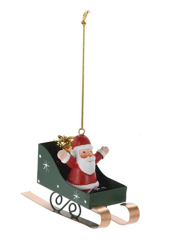 Weihnachts-Anhänger Mit Metallschlitten 9Cm