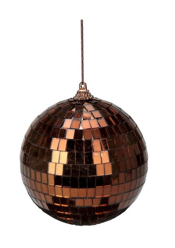 Pendente Natalizio Con Sfera A Specchio Marrone 10Cm
