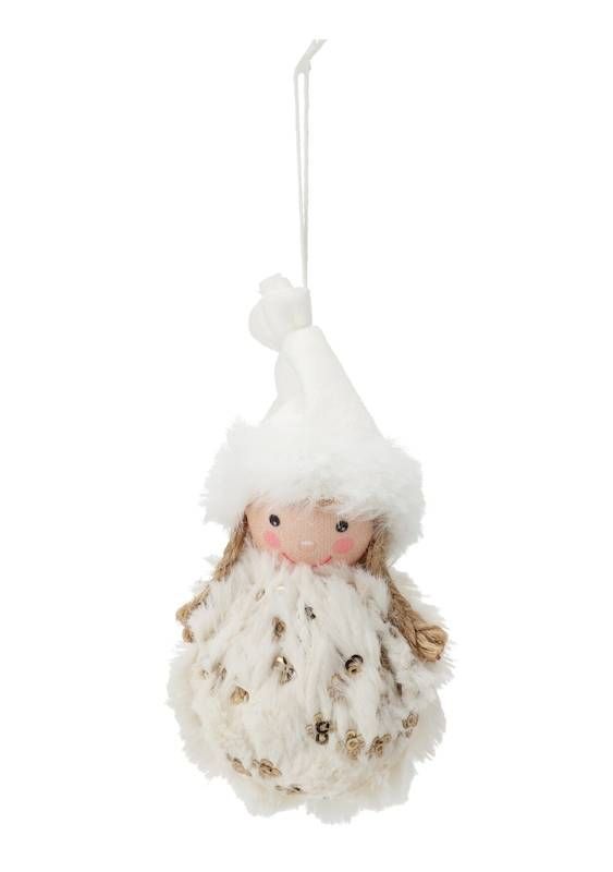 Weihnachts-Anhänger Mit Pompon-Engel 13Cm