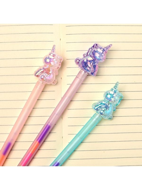 Stylo Avec Encre Arc-En-Ciel Licorne - Assortis