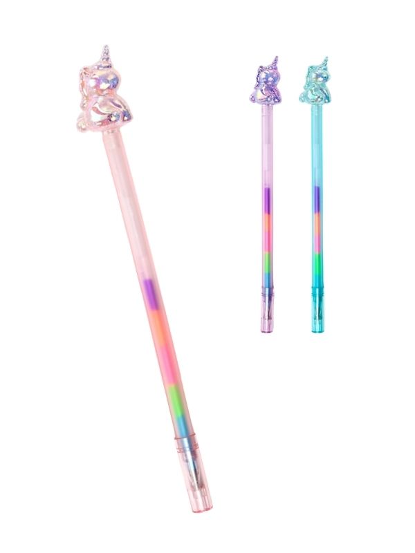Stylo Avec Encre Arc-En-Ciel Licorne - Assortis