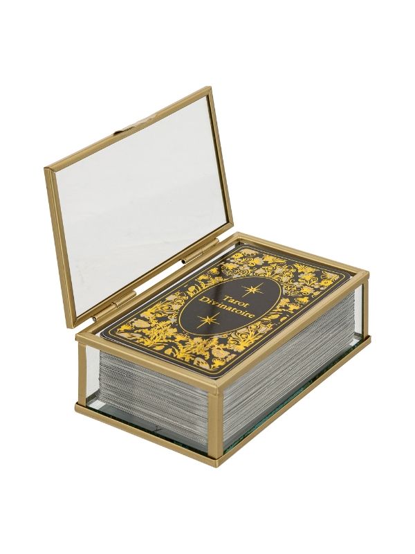 Petit jeu de tarot Cotage en verre doré 13 x 8 cm