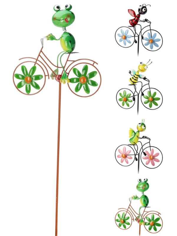 Pick Déco Per Giardino Animali Con Bici In Metallo 80cm - Assortito