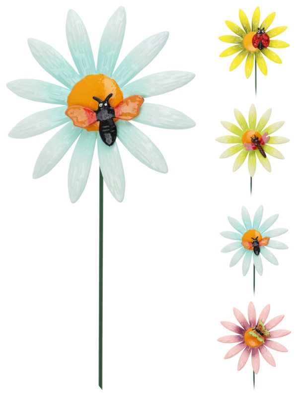 Pick Déco Per Giardino Fiore Con Insetto In Plastica 68cm - Assortito
