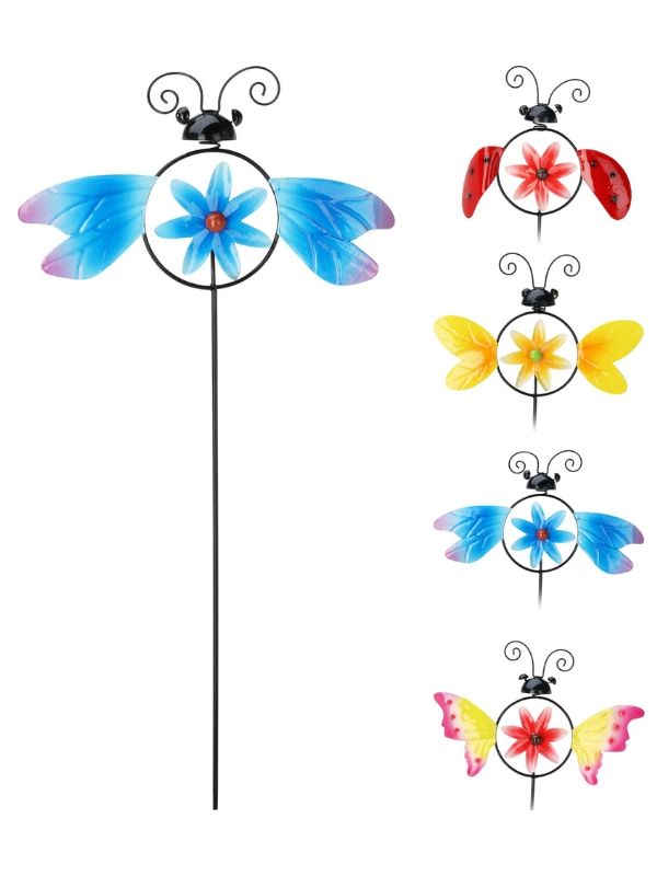 Pick Déco Per Giardino Insetto Con Girandola In Metallo 68cm - Assortito