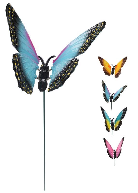 Pic En Métal Avec Papillon Coloré 26X12X69Cm