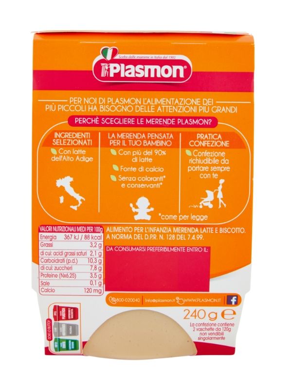 PLASMON La Merenda Lait Et Biscuit 2X120G