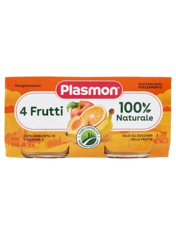 PLASMON Aliments Pour Bébés Homogénéisés 4 Fruits 2X80G