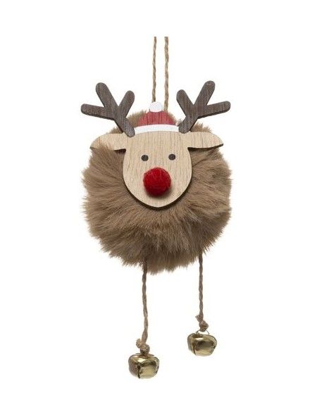 Morbida Renna In Legno Da Appendere - Decorazione Natalizia