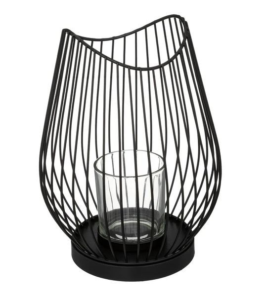 Portacandele In Metallo Nero 23Cm