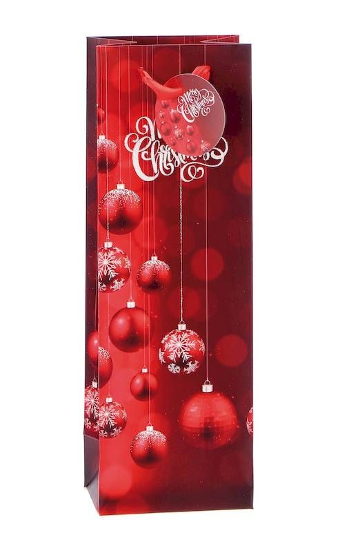 Borsa Di Carta Natalizia Porta Bottiglie 12X9X36Cm - Assortita
