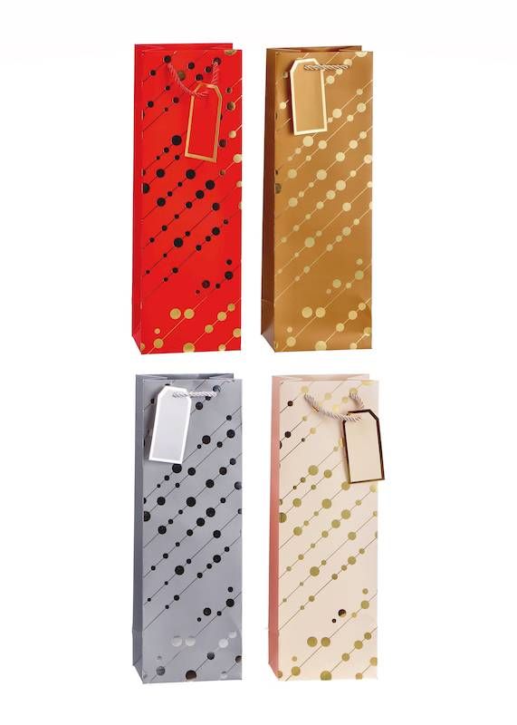 Borsa Di Carta Natalizia Porta Bottiglie 12X9X36Cm - Assortita